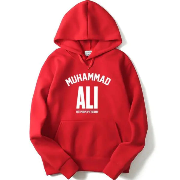 Mohammad Ali Fleece Pullover Hoodie with Letter Print