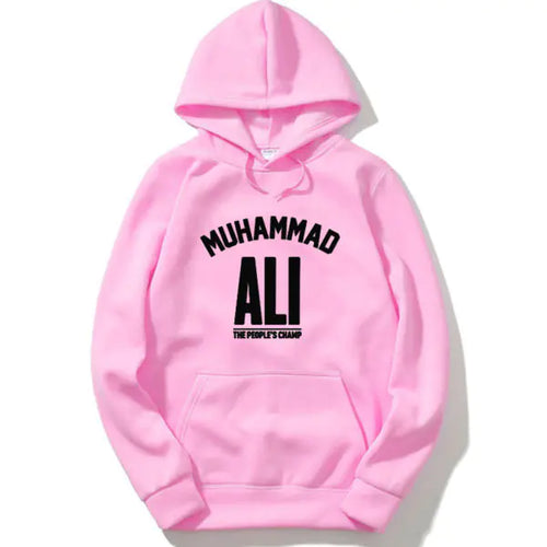 Mohammad Ali Fleece Pullover Hoodie with Letter Print