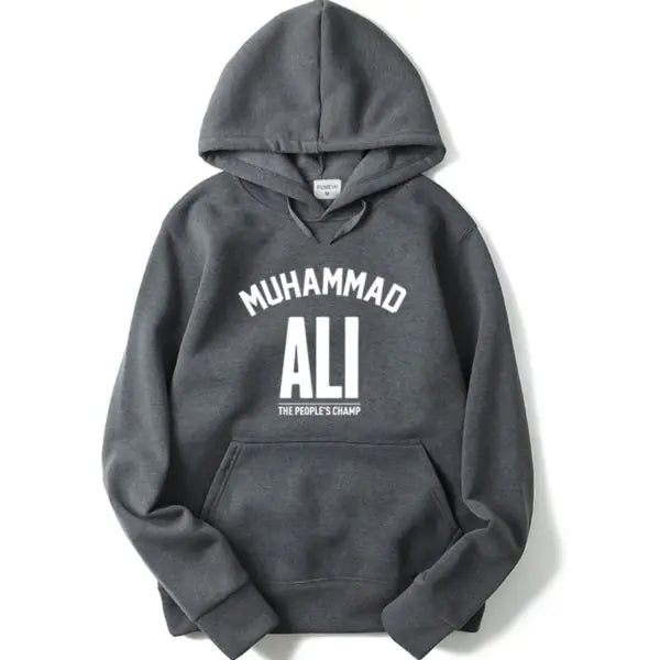 Mohammad Ali Fleece Pullover Hoodie with Letter Print