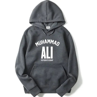 Mohammad Ali Fleece Pullover Hoodie with Letter Print