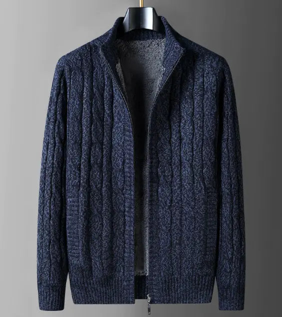 Men's Thick Thermal Fleece-lined Cardigan Sweater