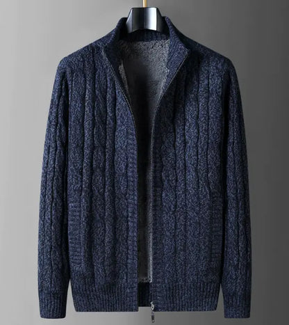 Men's Thick Thermal Fleece-lined Cardigan Sweater