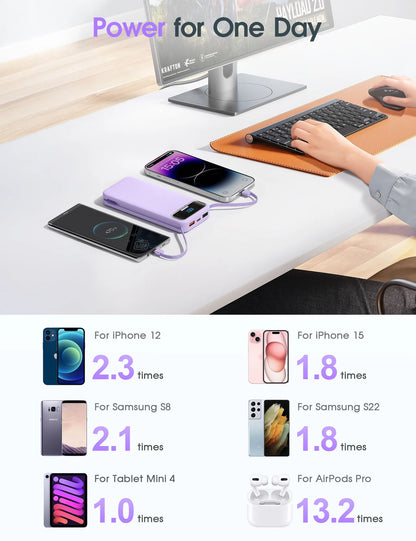 Best-selling Original Ultra-thin Built-in Cable 22.5W Fast Charger 10000mAh Large Capacity Portable Power Bank for iPhone-3