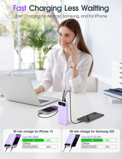 Best-selling Original Ultra-thin Built-in Cable 22.5W Fast Charger 10000mAh Large Capacity Portable Power Bank for iPhone-2