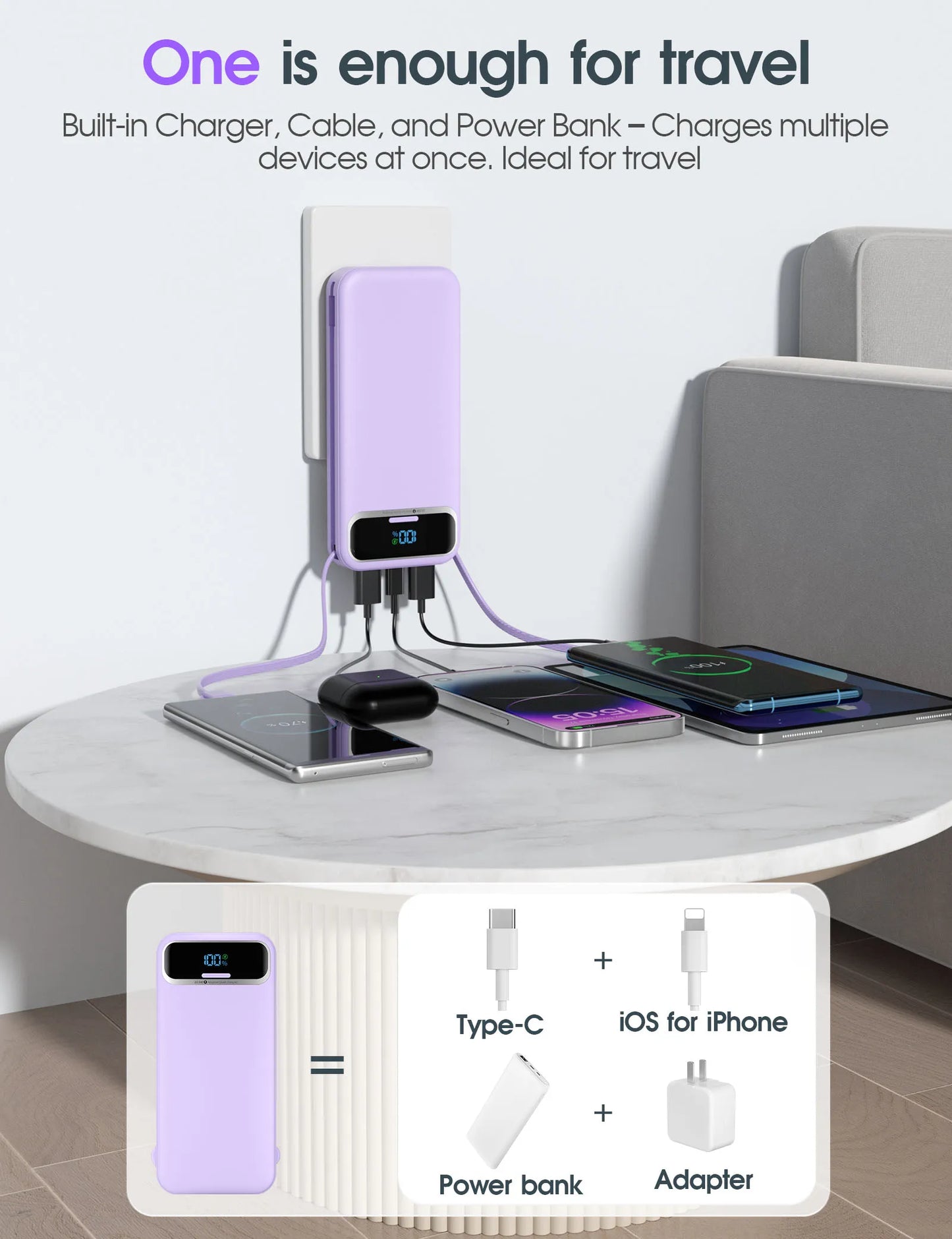 Best-selling Original Ultra-thin Built-in Cable 22.5W Fast Charger 10000mAh Large Capacity Portable Power Bank for iPhone-1