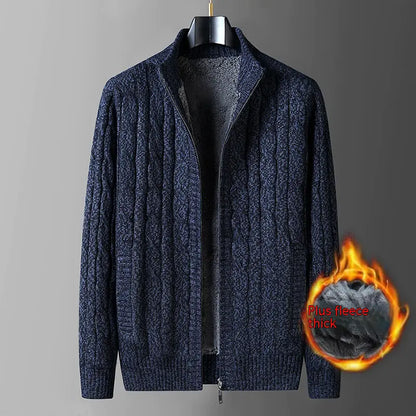 Men's Thick Thermal Fleece-lined Cardigan Sweater