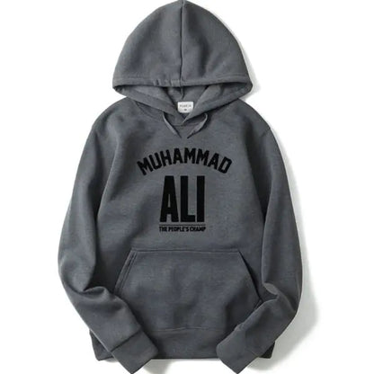 Mohammad Ali Fleece Pullover Hoodie with Letter Print