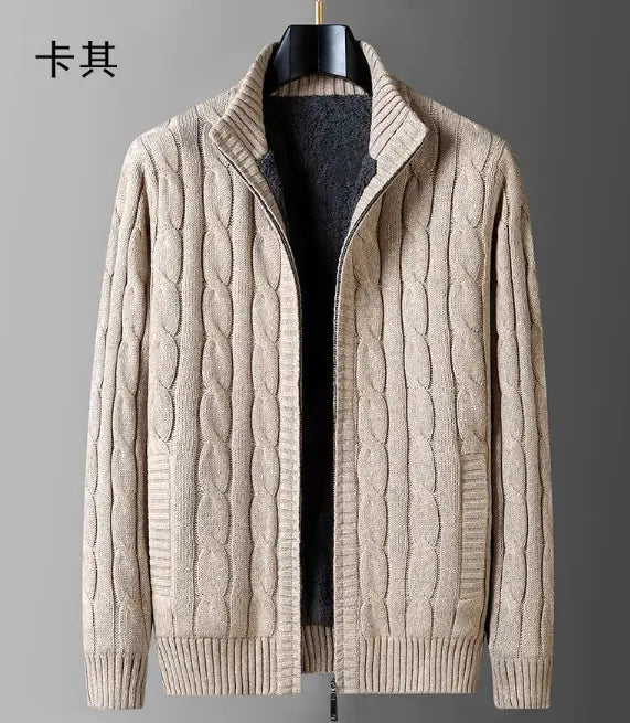 Men's Thick Thermal Fleece-lined Cardigan Sweater