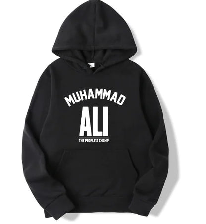 Mohammad Ali Fleece Pullover Hoodie with Letter Print