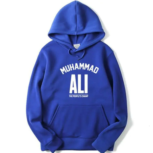 Mohammad Ali Fleece Pullover Hoodie with Letter Print