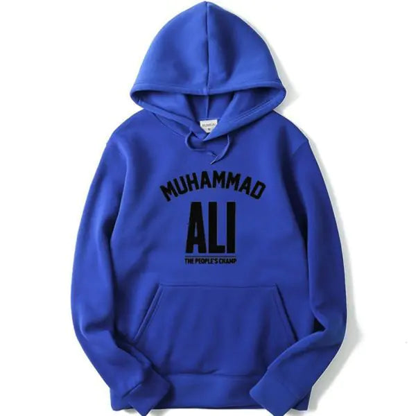 Mohammad Ali Fleece Pullover Hoodie with Letter Print
