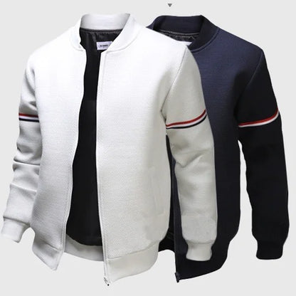 Men's Color Block Stand-Up Collar Zip-Up Sweater