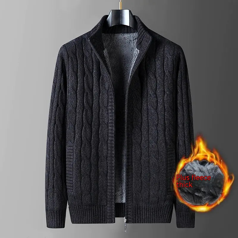 Men's Thick Thermal Fleece-lined Cardigan Sweater