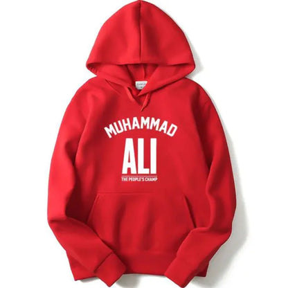 Mohammad Ali Fleece Pullover Hoodie with Letter Print