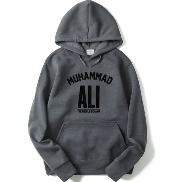 Mohammad Ali Fleece Pullover Hoodie with Letter Print