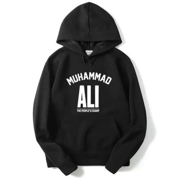 Mohammad Ali Fleece Pullover Hoodie with Letter Print