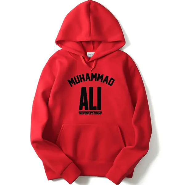 Mohammad Ali Fleece Pullover Hoodie with Letter Print