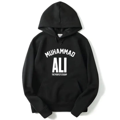 Mohammad Ali Fleece Pullover Hoodie with Letter Print